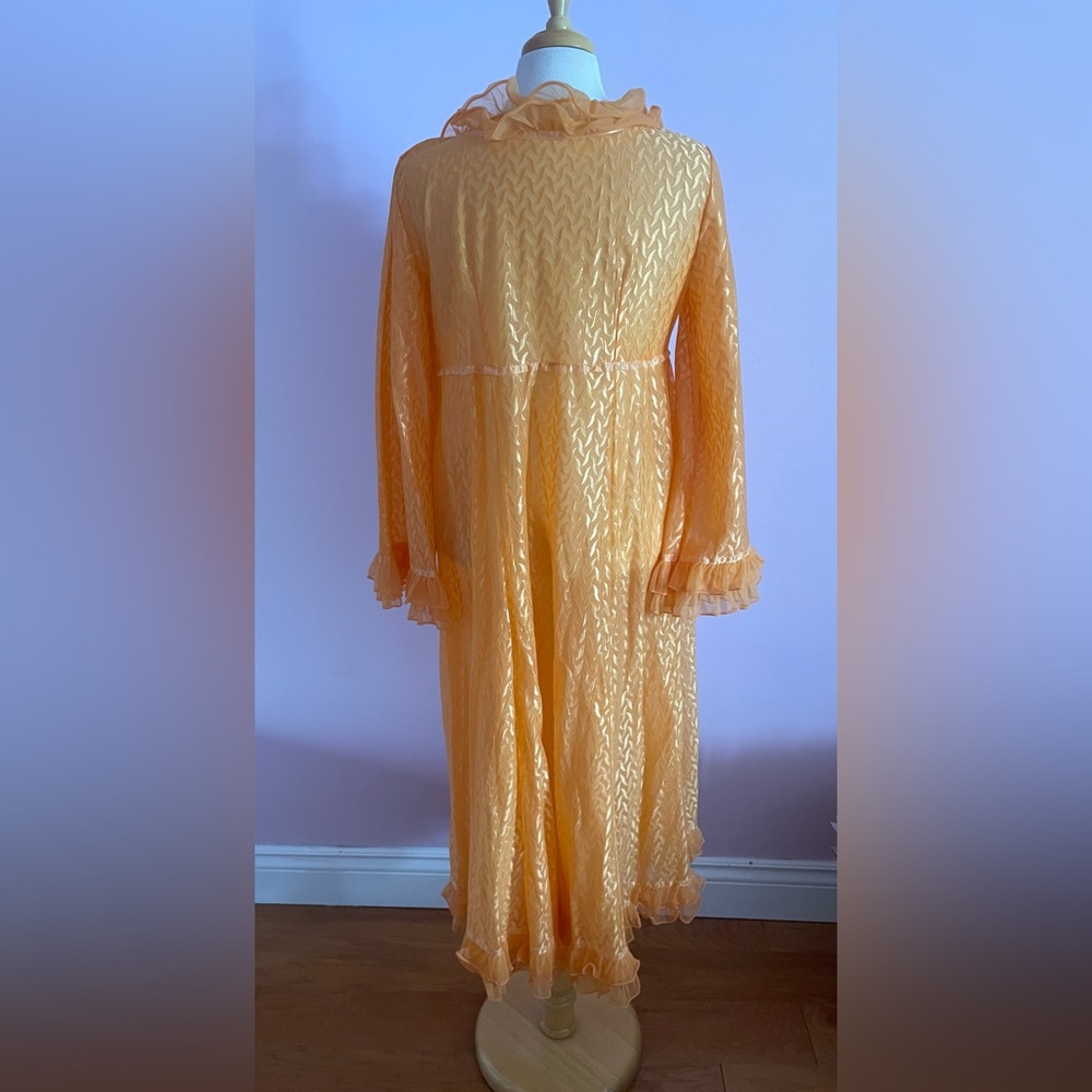 Vintage Ruffled Apricot Robe - Picture 4 of 10